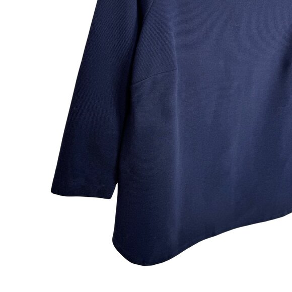 Talbots Womens Long Sleeve Navy Blue Button-Back Top‎ L - Picture 2 of 6